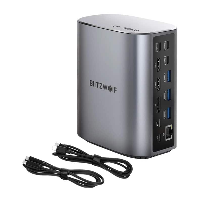 Σταθμός Σύνδεσης Blitzwolf Bw-Th15 17in1 2xhd+dp+4xc+3xusb 3.0+usb 3.1+c 3.2+c Pd+rj45+micro Sd+sd+3.5mm Audio - Image 2