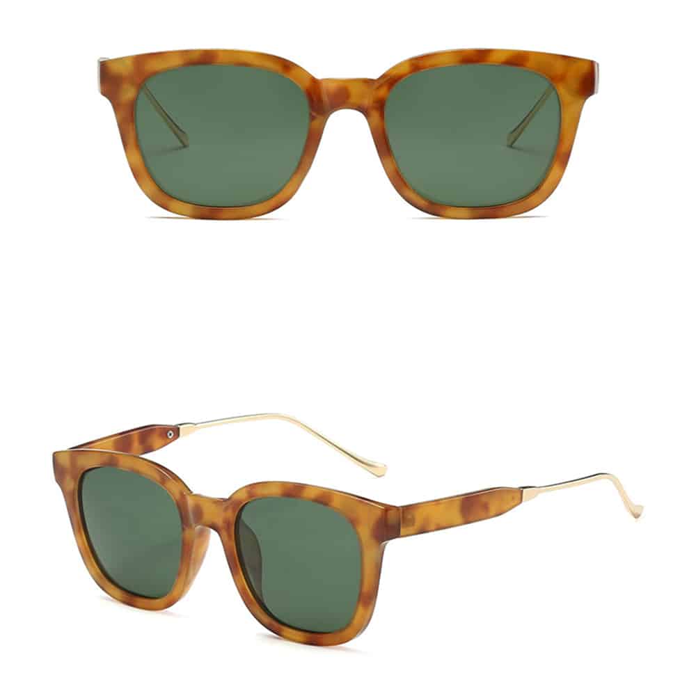Techsuit - Γυναικεία Polarized Γυαλιά Ηλίου (2050) με Προστασία UV, Μέταλλο και PC - Πράσινο Λεοπάρ One Size - Image 3