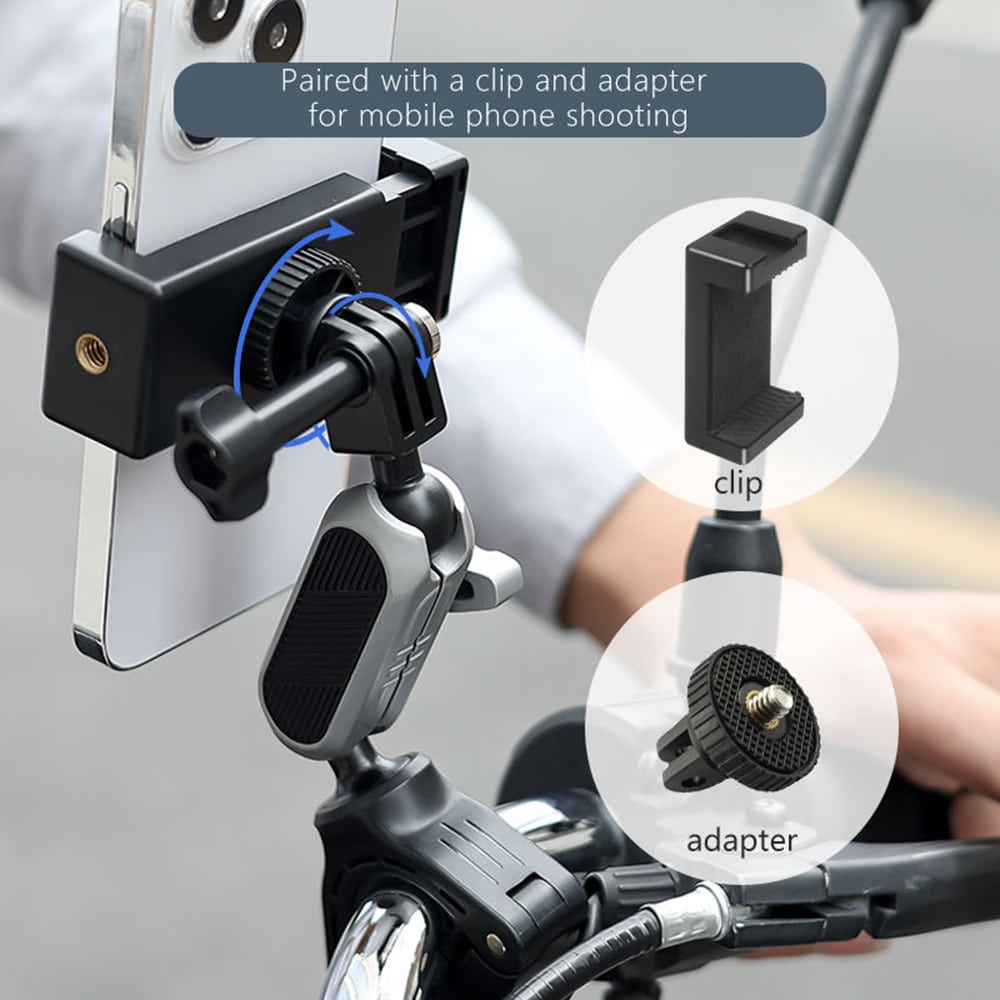 Techsuit - Sports Camera Riding Mount (JX-008) - GoPro Compatible, Aluminium Alloy - Gray - Image 5