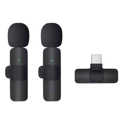 Techsuit - (2 pack) Ασύρματο Μικρόφωνο Lavalier (LW2) - με Δέκτη, Σύνδεσμος Type-C, για Τηλέφωνα Plug & Play, Κλιπ Γιακά - Μαύρο
