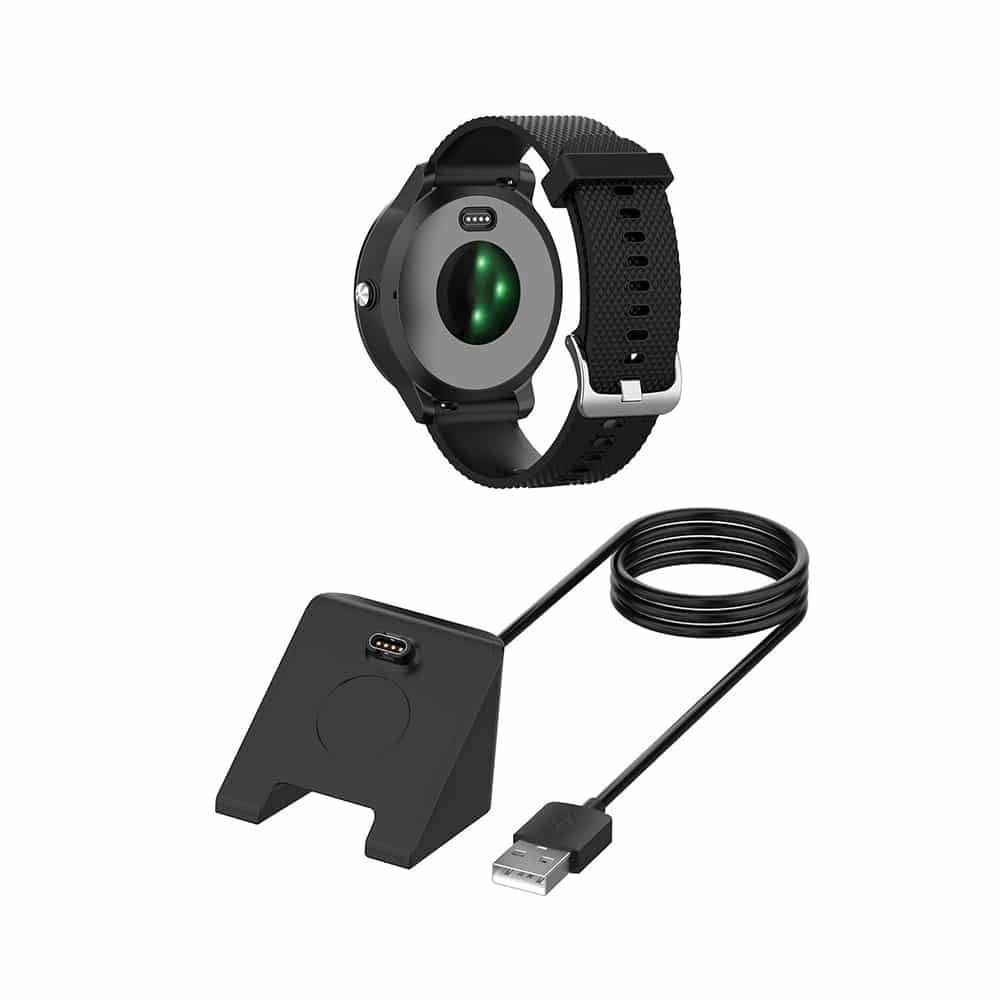 Techsuit - SmartWatch Wireless Charging Καλώδιο (TGC3) - for Garmin Fenix 5/5 Plus/6/6X/7X, USB, 5W, 1m with Desk Holder - Black - Image 2