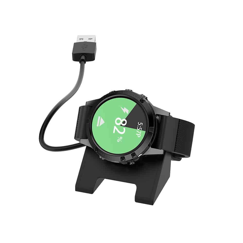 Techsuit - SmartWatch Wireless Charging Καλώδιο (TGC3) - for Garmin Fenix 5/5 Plus/6/6X/7X, USB, 5W, 1m with Desk Holder - Black - Image 3