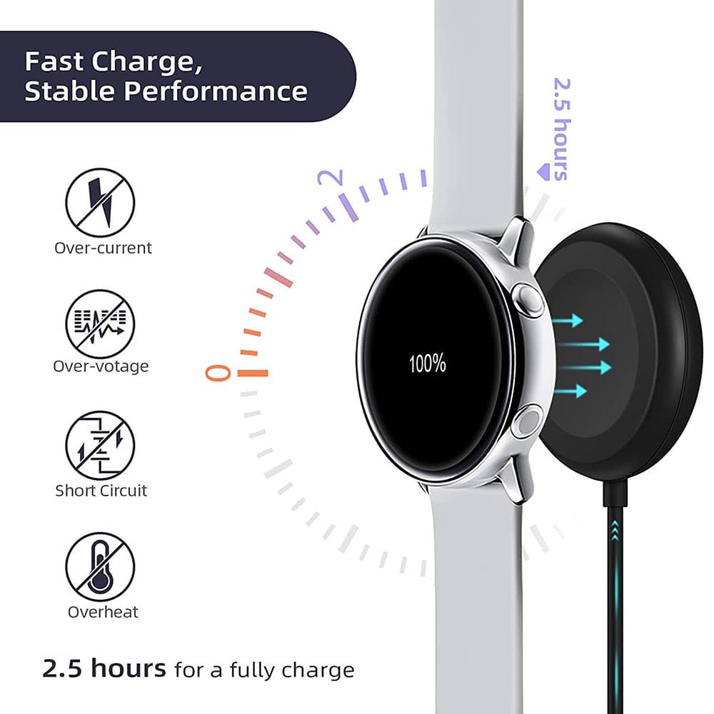 Techsuit - SmartWatch Wireless Charging Καλώδιο (TSC12) - for Samsung Galaxy Watch 3/4/5/6, USB, 2.5W, with Desk Holder - Black - Image 3