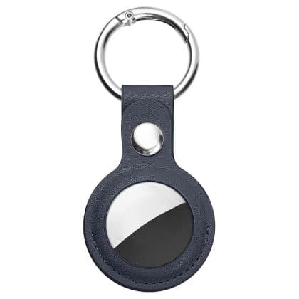 Techsuit - Secure Leather Holder (SLH1) - Apple AirTag Case, with Metal Ring - Blue