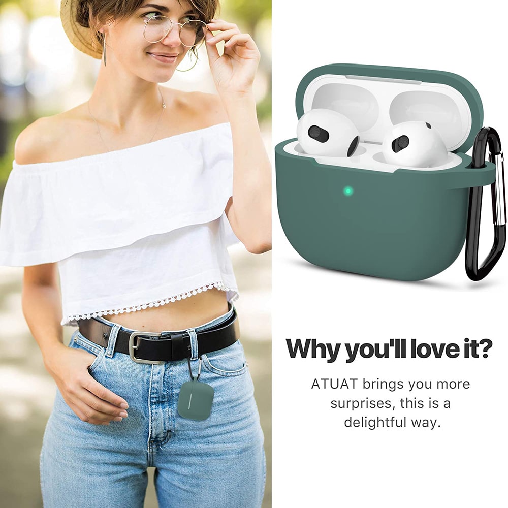 Techsuit - Θήκη Σιλικόνης - για Apple AirPods 3, Υλικό Υπερλεπτό - Σκούρο Πράσινο - Image 5