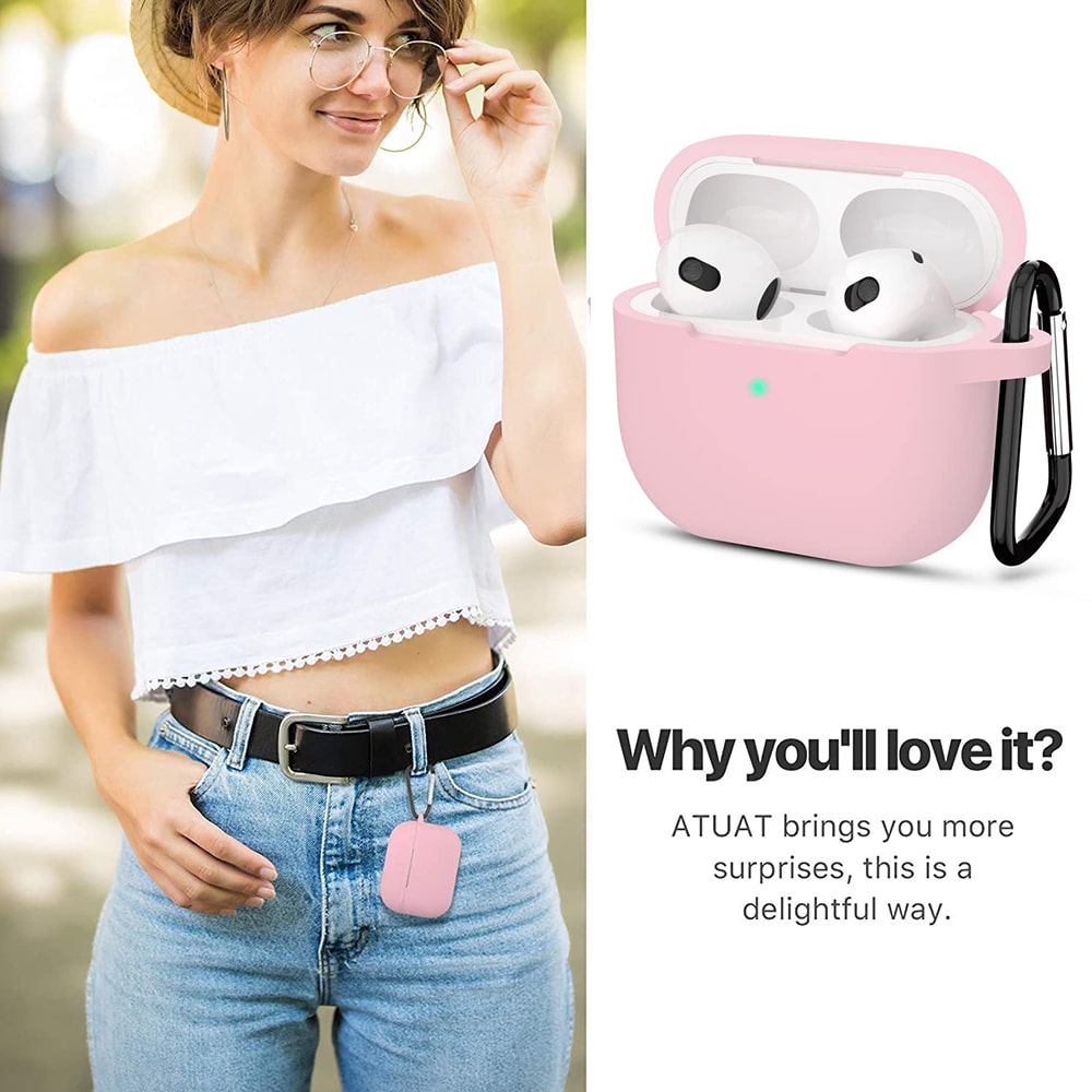 Techsuit - Θήκη Σιλικόνης - για Apple AirPods 3, Ομαλό Υπερλεπτό Υλικό - Ροζ - Image 4