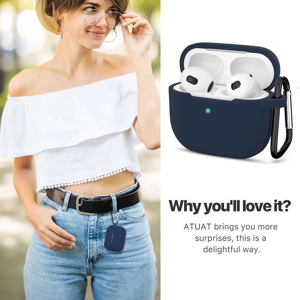 Techsuit - Θήκη Σιλικόνης - για Apple AirPods 3, Ομαλό Υπερλεπτό Υλικό - Σκούρο Μπλε - Image 5