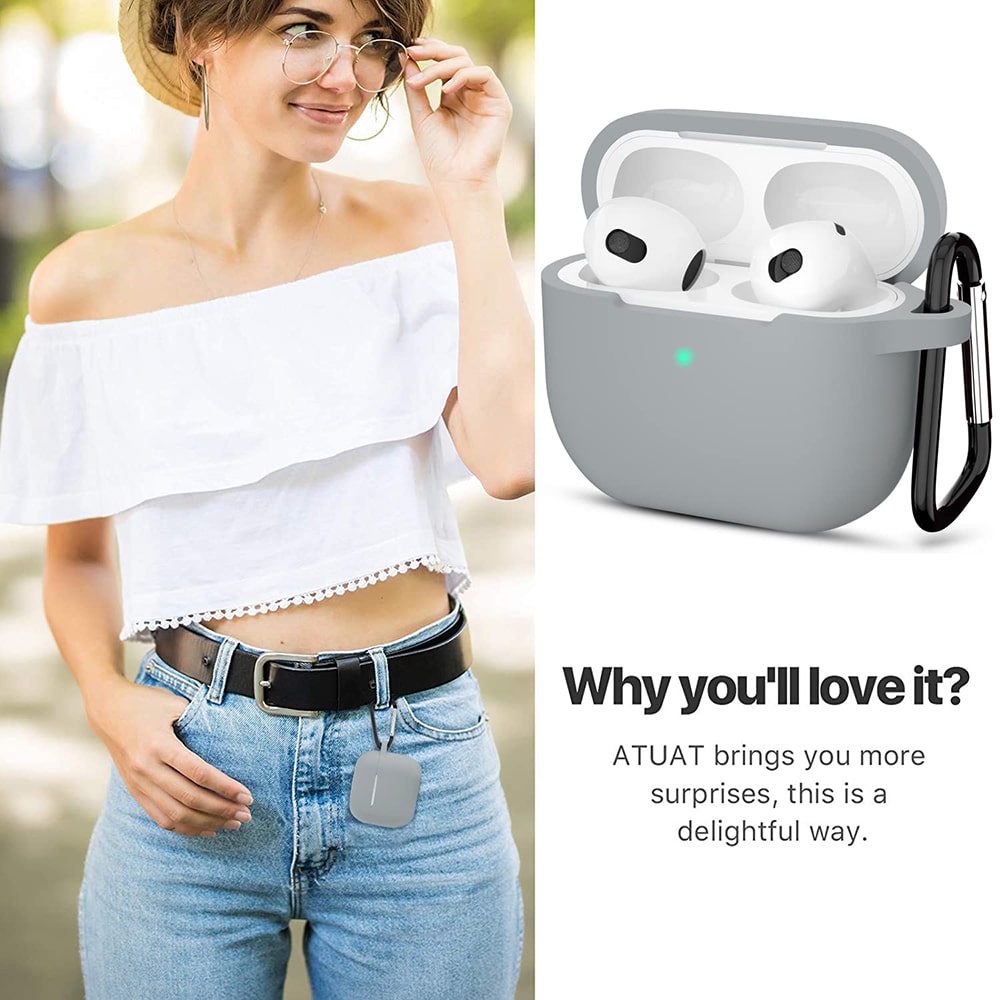 Techsuit - Θήκη Σιλικόνης - για Apple AirPods 3, Ομαλό Υπερλεπτό Υλικό - Γκρι - Image 6