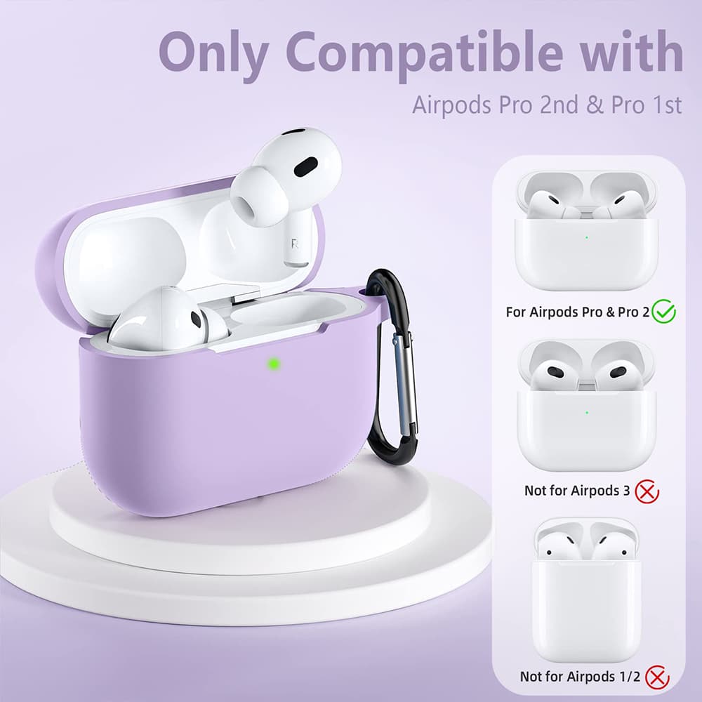 Techsuit - Θήκη Σιλικόνης - για Apple AirPods Pro 1 / 2, Ομαλό Υπερλεπτό Υλικό - Μωβ - Image 7