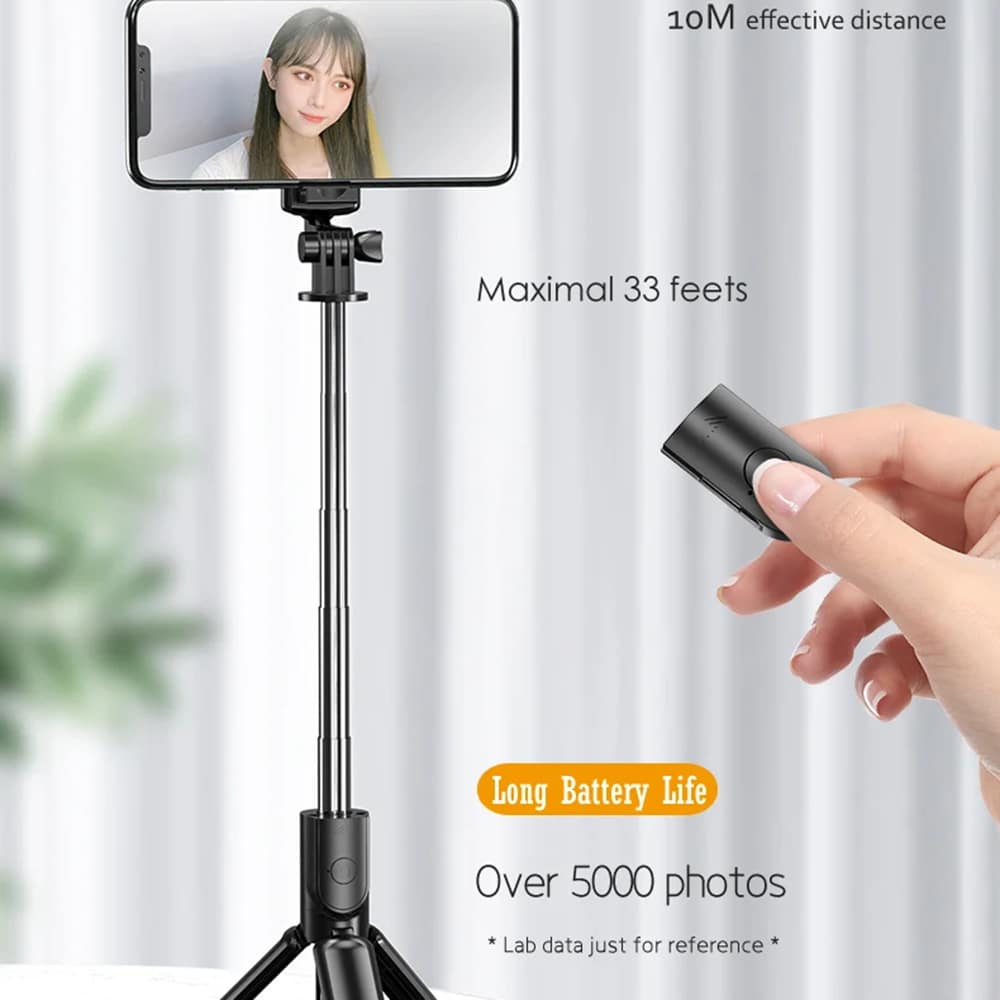Techsuit - Selfie Stick (S03) - Stable and Compact Tripod Mount with Bluetooth Remote Control, 68cm - Black - Image 4