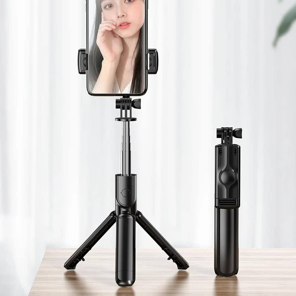 Techsuit - Selfie Stick (S03) - Stable and Compact Tripod Mount with Bluetooth Remote Control, 68cm - Black - Image 2