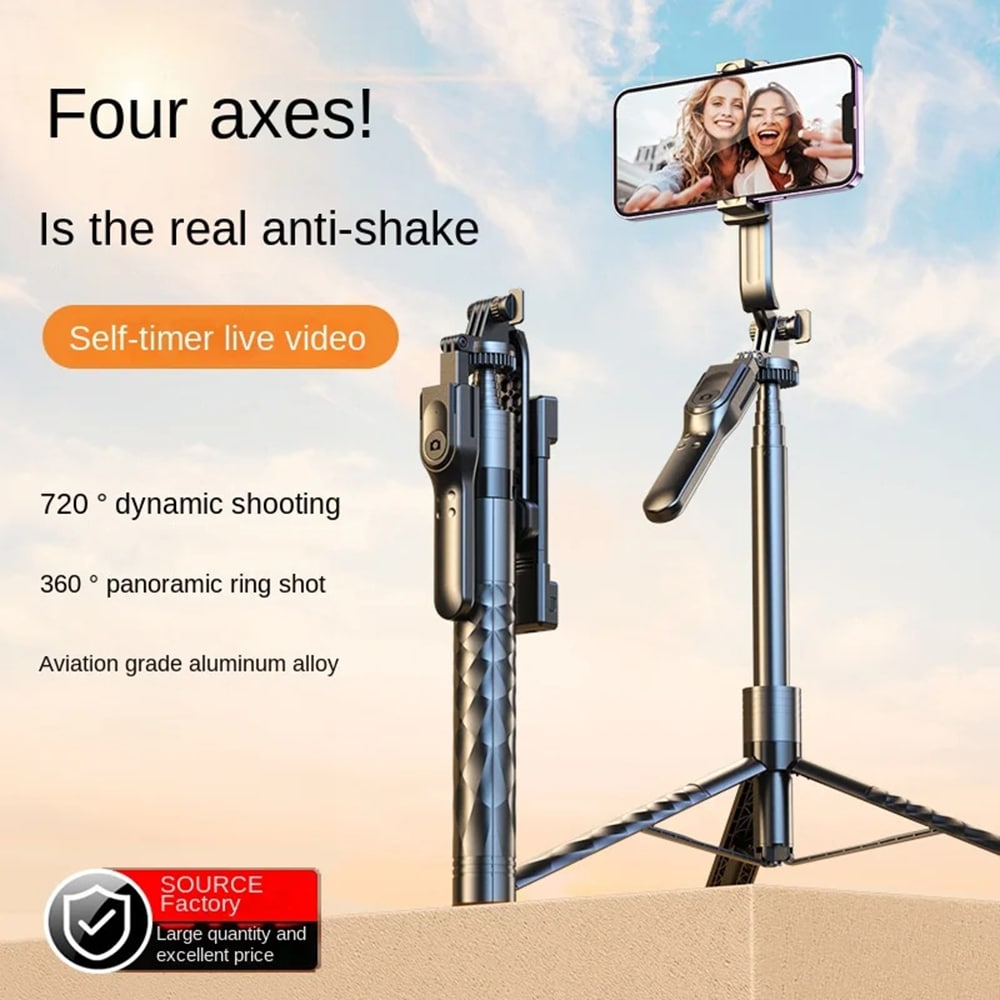 Techsuit - Selfie Stick (K28) - Compact Tripod Mount with Bluetooth Remote Control, 360, Foldable, 175cm - Black - Image 2