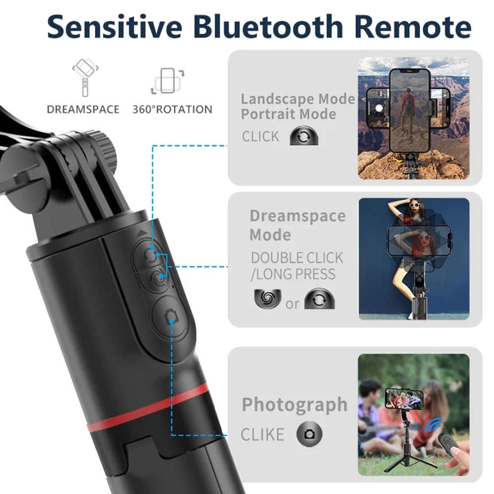 Techsuit - Selfie Stick (L19) - Stable Monopod/Tripod with Bluetooth Remote Control, 400mAh, 70cm - Black - Image 3