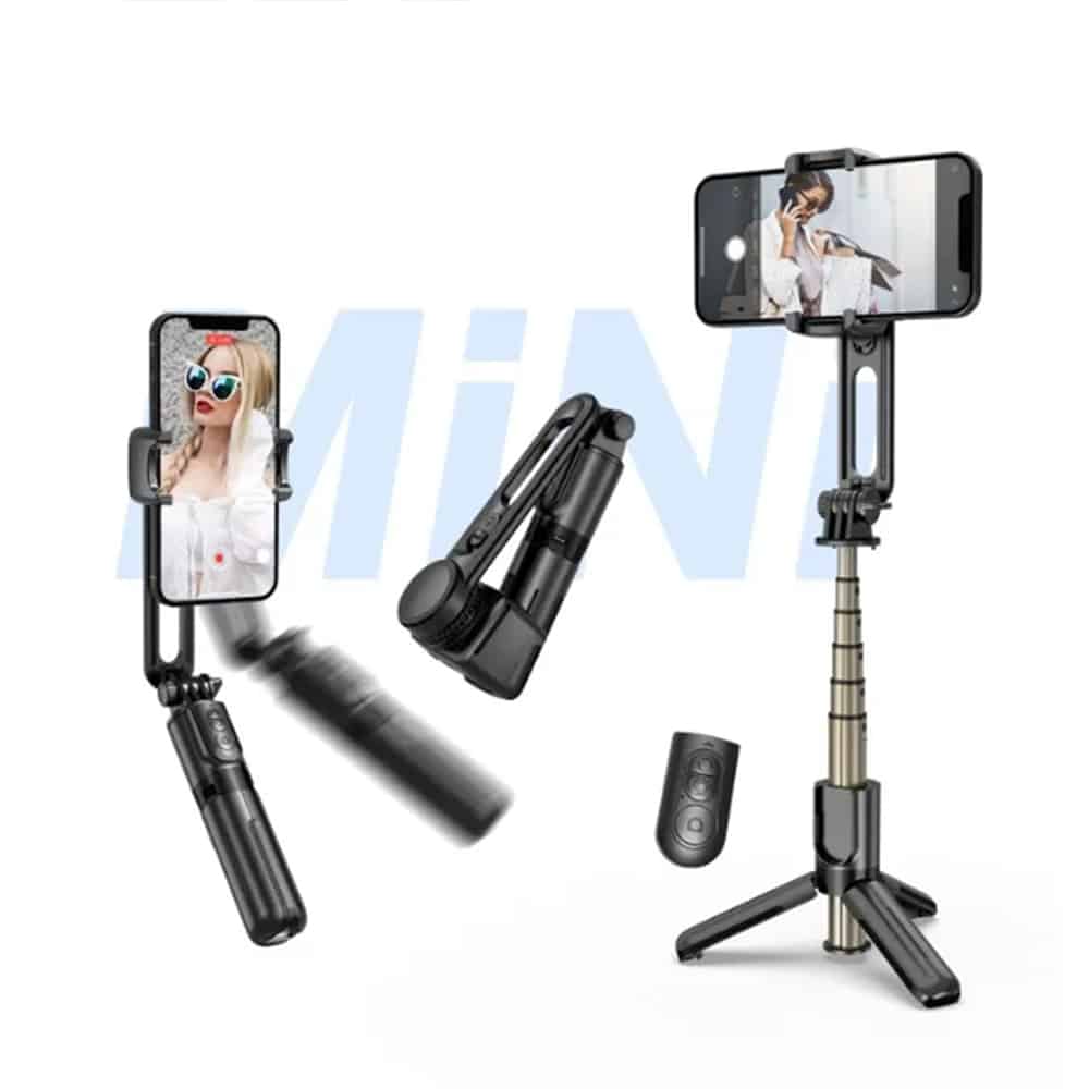 Techsuit - Mini Selfie Stick (L18Mini) - Stable Gimbal/Tripod with Bluetooth Remote Control, 360 Rotation, 70cm - Black - Image 2