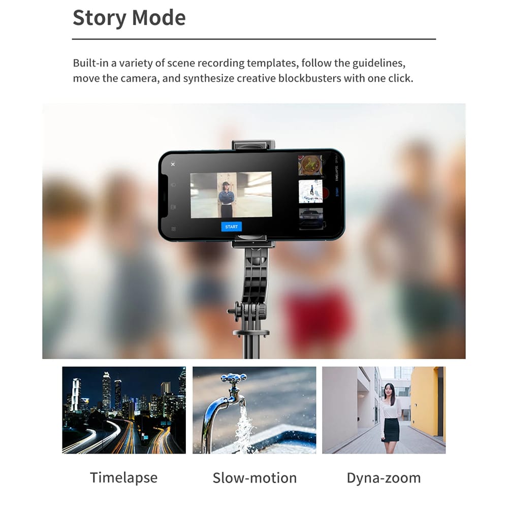 Techsuit - Selfie Stick (L19s) - Stable Gimbal/Tripod with Bluetooth Remote Control, Fill Light, 360 Rotation, 70cm - Black - Image 6