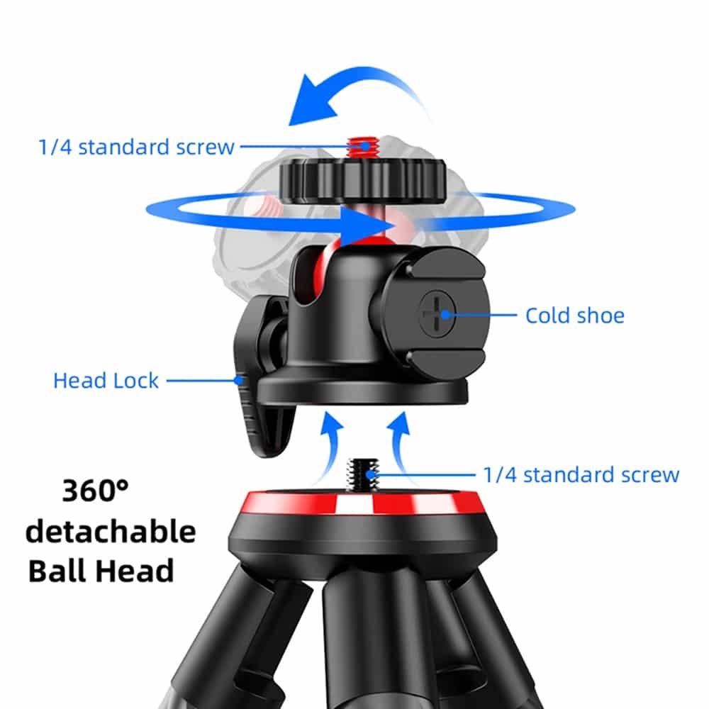 Techsuit - Selfie Stick (C02) - for Phones and Action Cameras, with Flexible Tripod, 43cm - Black - Image 3