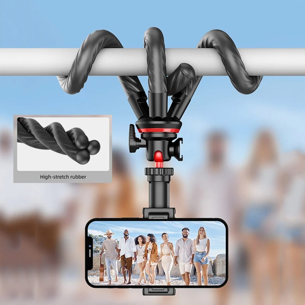 Techsuit - Selfie Stick (C02) - for Phones and Action Cameras, with Flexible Tripod, 43cm - Black - Image 4