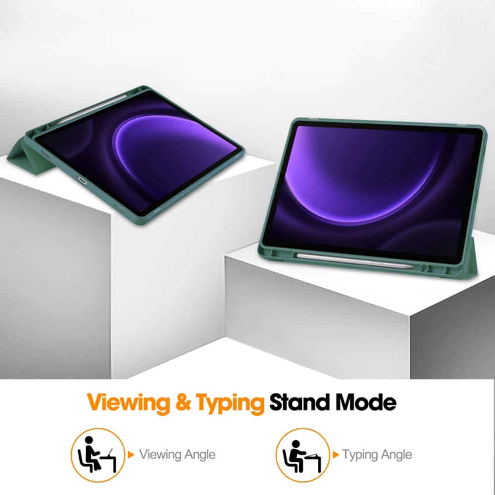 Techsuit - Flex Trifold (με Θήκη για Μολύβι) - Samsung Galaxy Tab S9 FE - Πράσινο - Image 2