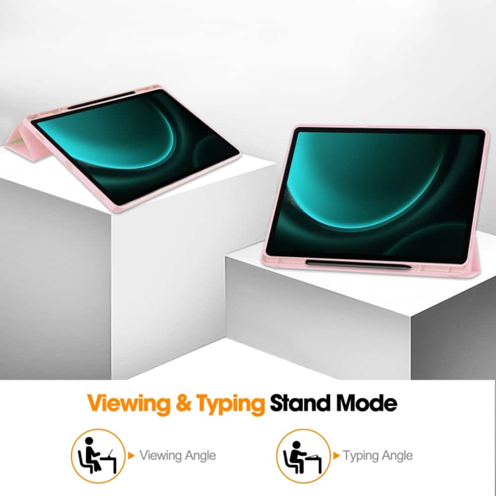 Techsuit - Flex Trifold (με θήκη για stylus) - Samsung Galaxy Tab S9 FE Plus - Ροζ - Image 2