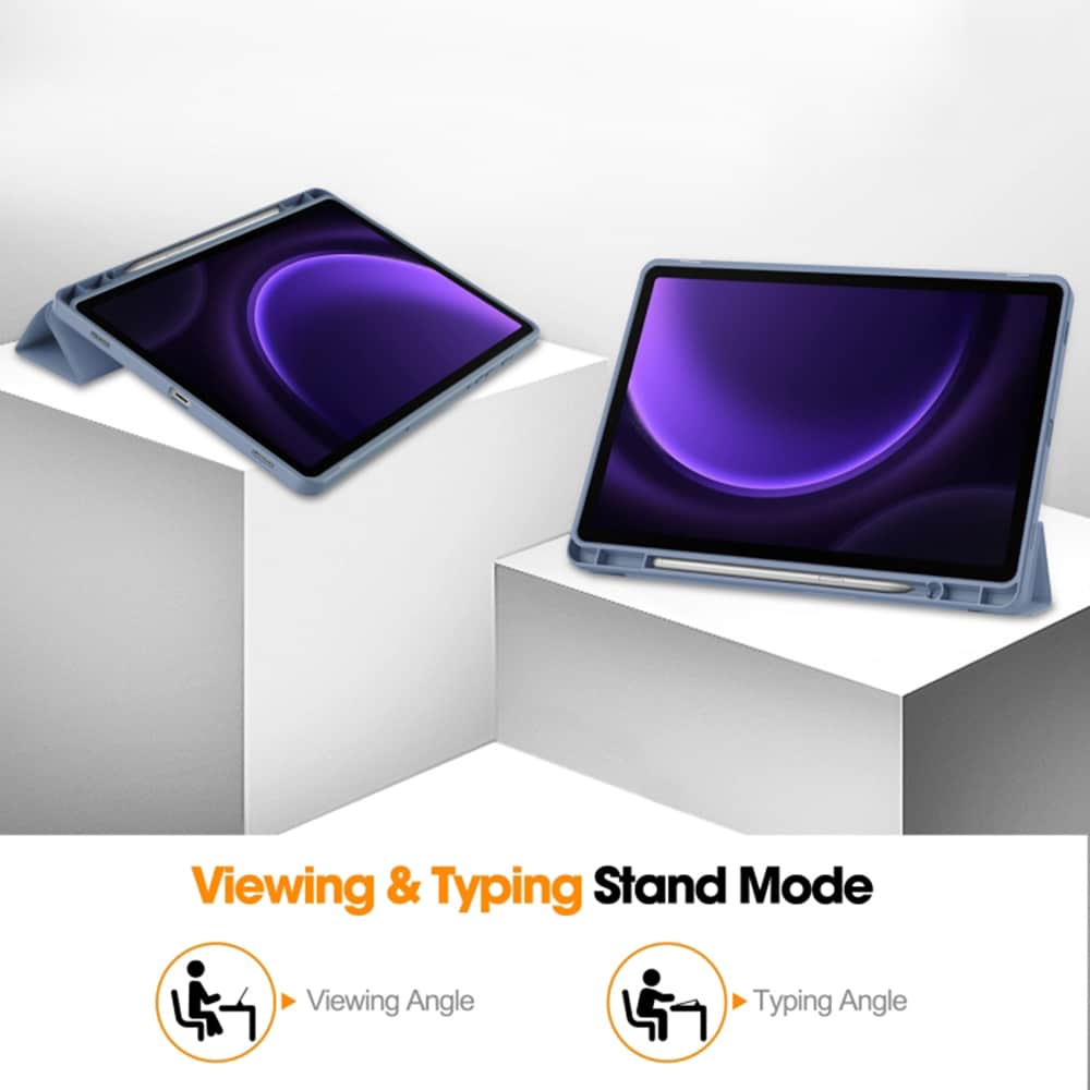 Techsuit - Flex Trifold (with Pencil Holder) - Samsung Galaxy Tab S9 / S9 FE / S10 FE - Gray - Image 4
