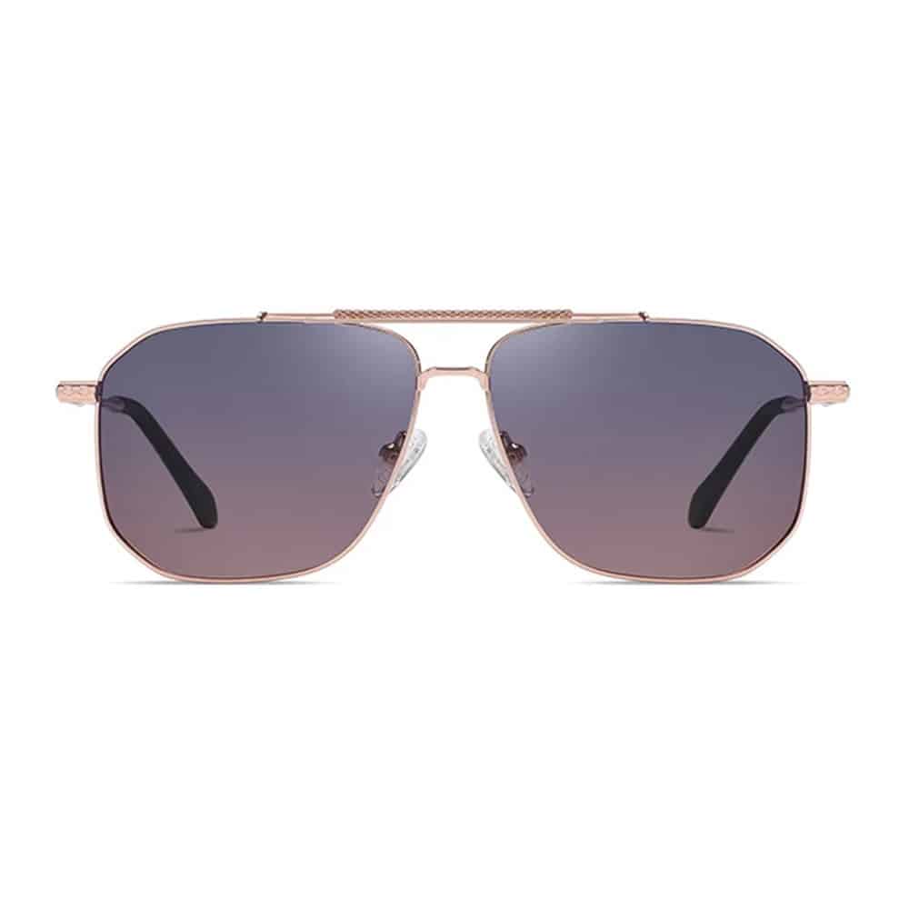 Techsuit - Ανδρικά Γυαλιά Ηλίου Polarized (8538), με Προστασία UV, Μέταλλο - Ροζ Χρυσό / Διαβαθμισμένο Μωβ One Size - Image 2