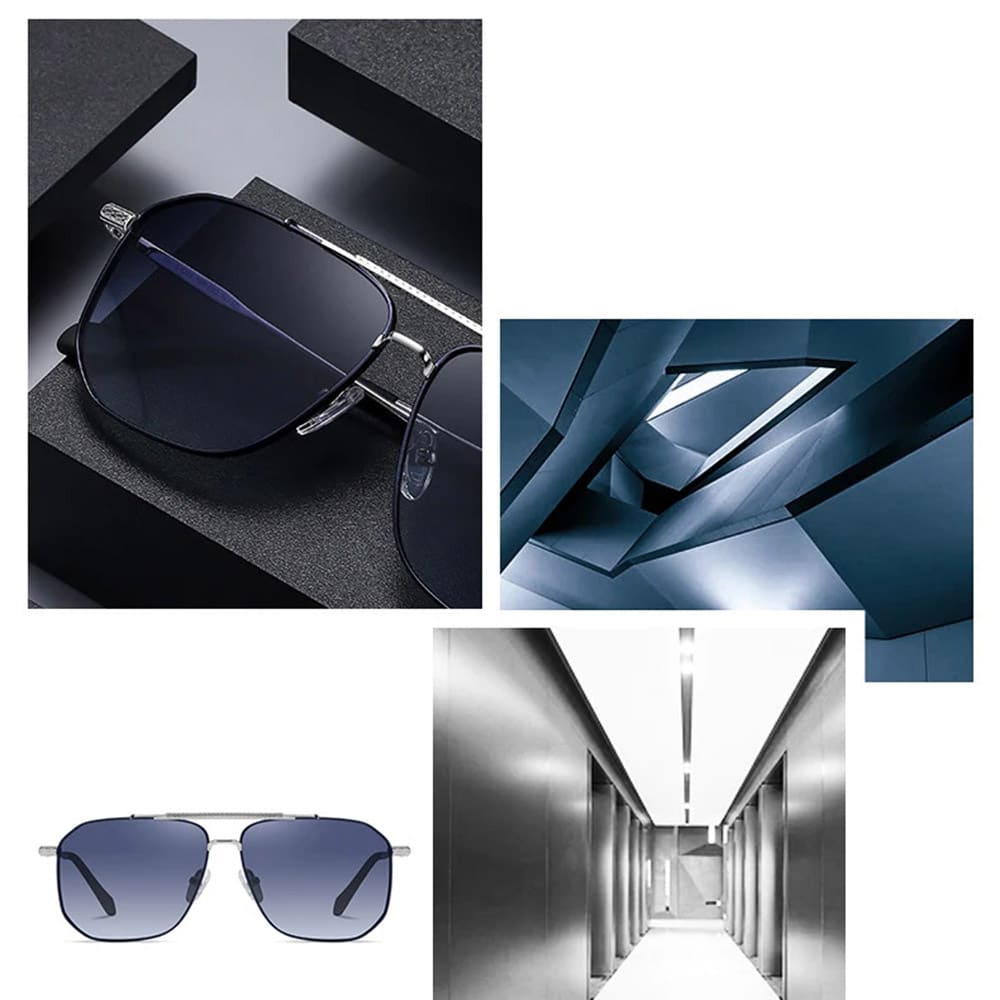 Techsuit - Ανδρικά Γυαλιά Ηλίου Polarized (8538), με Προστασία UV, Μέταλλο - Ροζ Χρυσό / Διαβαθμισμένο Μωβ One Size - Image 4