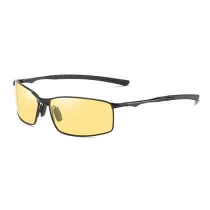 Techsuit - Ανδρικά Γυαλιά Ηλίου Polarized (559), με Προστασία UV και Μεταλλικό Πλαίσιο, Ορθογώνια - Μαύρο / Κίτρινο One Size