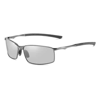 Techsuit - Ανδρικά Γυαλιά Ηλίου Polarized (559), με Προστασία UV και Μεταλλικό Πλαίσιο, Ορθογώνια - Χρώμα Όπλου / Φωτοχρωμικά One Size