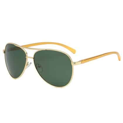 Techsuit - Ανδρικά Γυαλιά Ηλίου Polarized (2150), με Προστασία UV, Μεταλλικό Πλαίσιο - Χρυσό / Μαύρο-Πράσινο One Size