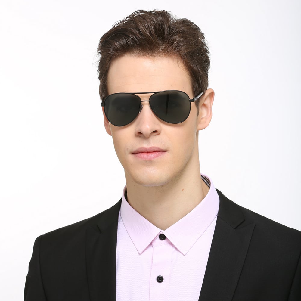 Techsuit - Ανδρικά Γυαλιά Ηλίου Polarized (2150), με Προστασία UV, Μεταλλικό Πλαίσιο - Χρυσό / Μαύρο-Πράσινο One Size - Image 3