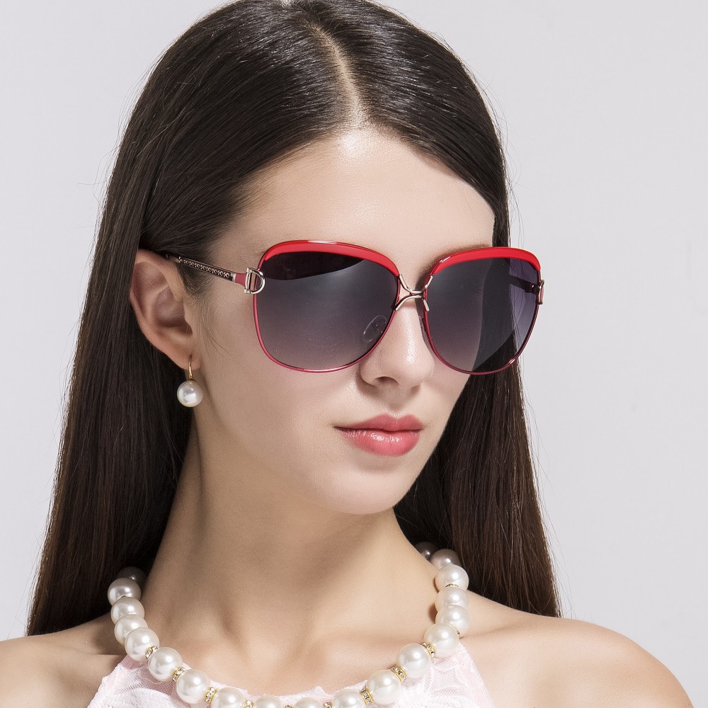 Techsuit - Γυναικεία Polarized Γυαλιά Ηλίου (8702) με Προστασία UV, Μεταλλικό Πλαίσιο - Κόκκινο One Size - Image 2