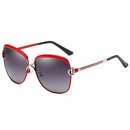 Techsuit - Γυναικεία Polarized Γυαλιά Ηλίου (8702) με Προστασία UV, Μεταλλικό Πλαίσιο - Κόκκινο One Size