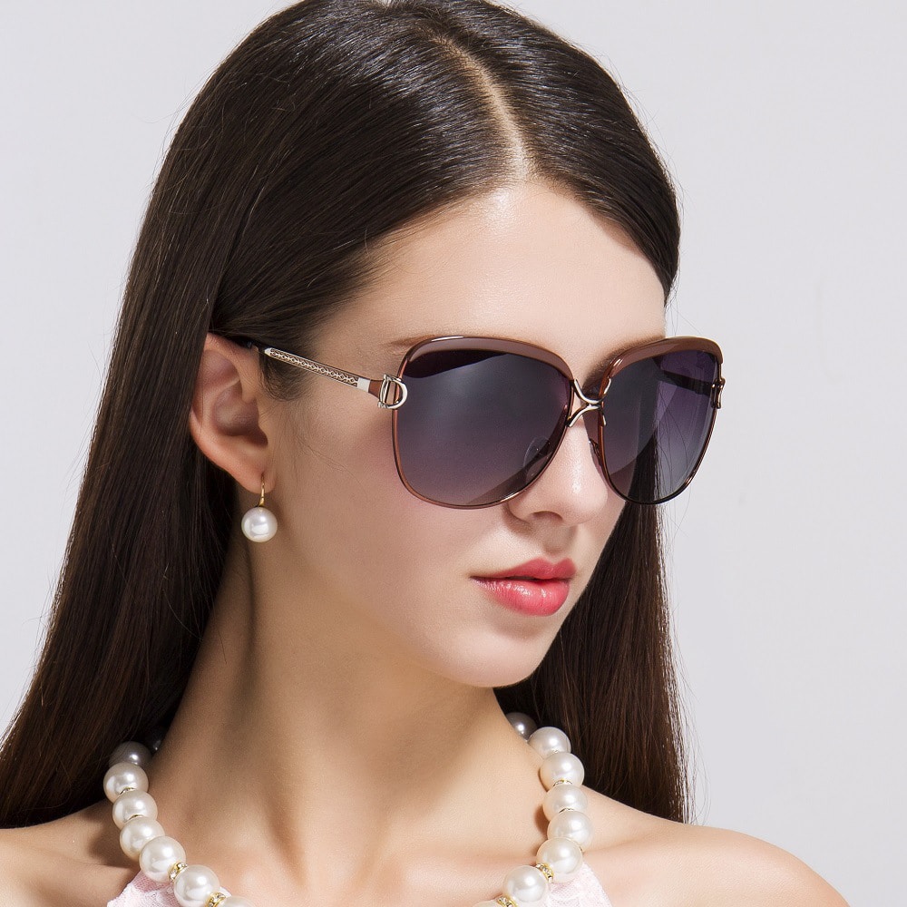 Techsuit - Γυναικεία Polarized Γυαλιά Ηλίου (8702) με Προστασία UV, Μεταλλικό Πλαίσιο - Τσάι One Size - Image 2