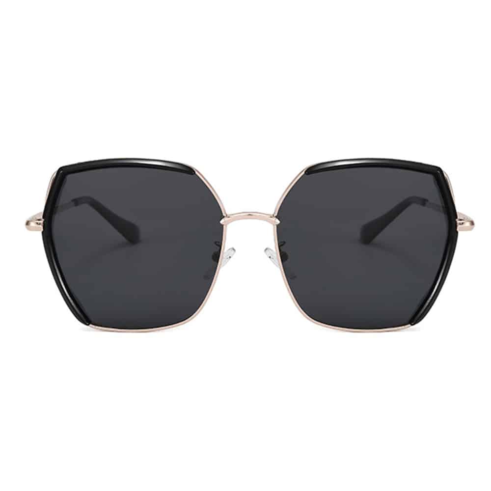 Techsuit - Polarized Γυαλιά Ηλίου (9768) - Εξάγωνα, με Προστασία UV και Μεταλλικό Πλαίσιο - Μαύρο / Ασημί / Γκρι One Size - Image 2