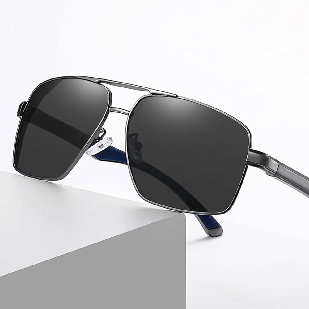 Techsuit - Ανδρικά Γυαλιά Ηλίου Polarized (LM001), με Προστασία UV, Κορνίζα από Αλουμίνιο - Χρώμα Όπλου / Μαύρο Γκρι One Size - Image 3