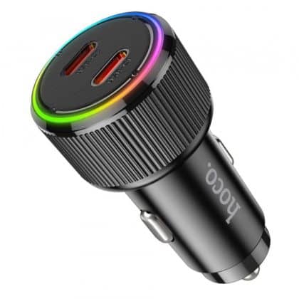 Car Charger Hoco Nz14b, 50w, 3a, 2 X USB-C, Black