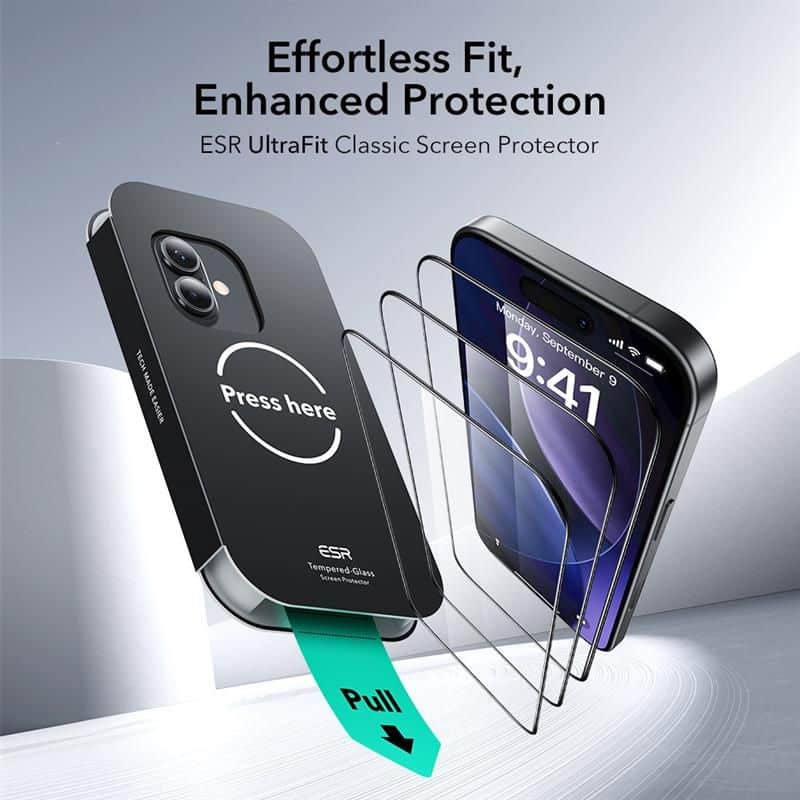 ESR Ultrafit Tempered Glass 2-Pack iPhone 16 Pro / 17 Clear - Image 2
