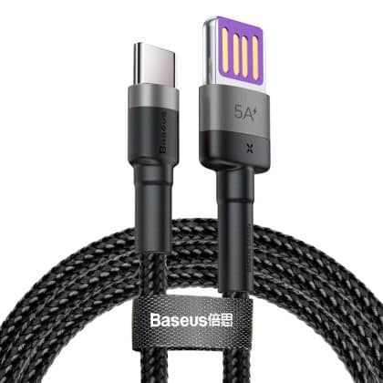 Baseus - Data Καλώδιο Cafule Series Metal (catklf-Pg1) - USB To Type-C, Fast Charging, 40w, 5a, Nylon Braid, Velcro, 1m - Black