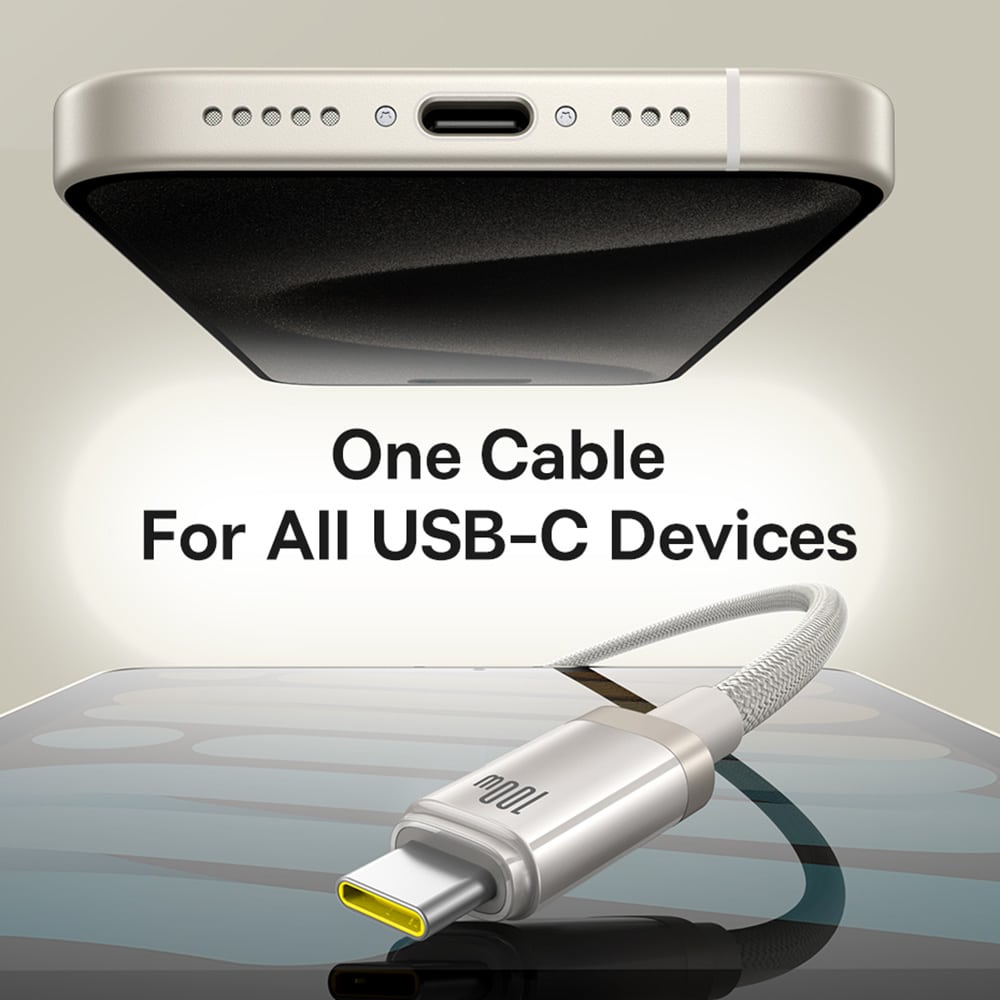 Baseus - Data Καλώδιο Titanium (p10378100g21-01) - USB-C To Type-C, 100w, Fast Charging, 480mbps, 2m - Galaxy Titanium Gold - Image 14