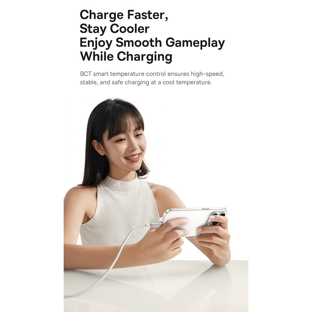 Baseus - Data Καλώδιο Titanium (p10378100g21-01) - USB-C To Type-C, 100w, Fast Charging, 480mbps, 2m - Galaxy Titanium Gold - Image 6