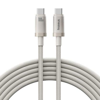 Baseus - Data Καλώδιο Titanium (p10378100g21-01) - USB-C To Type-C, 100w, Fast Charging, 480mbps, 2m - Galaxy Titanium Gold