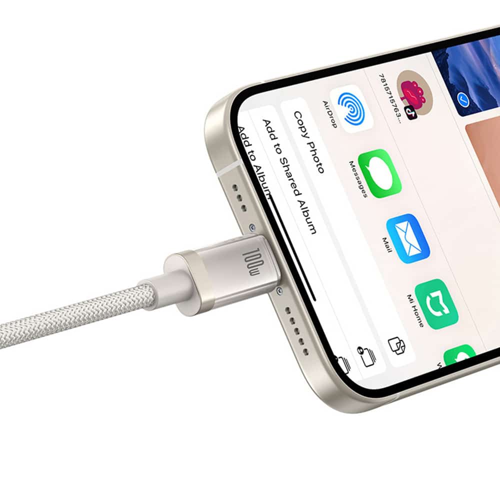 Baseus - Data Καλώδιο Titanium (p10378100g21-01) - USB-C To Type-C, 100w, Fast Charging, 480mbps, 2m - Galaxy Titanium Gold - Image 15