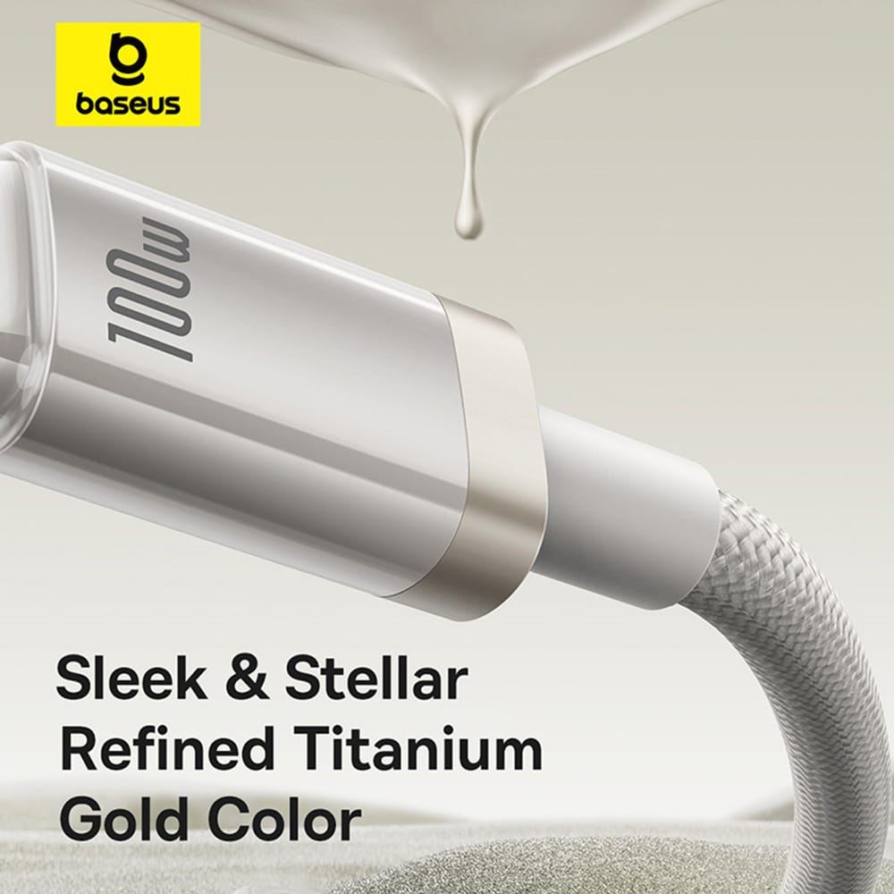 Baseus - Data Καλώδιο Titanium (p10378100g21-01) - USB-C To Type-C, 100w, Fast Charging, 480mbps, 2m - Galaxy Titanium Gold - Image 24