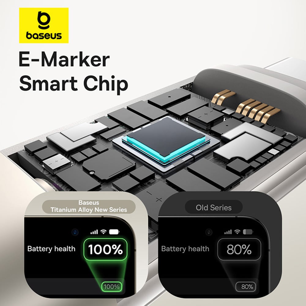 Baseus - Data Καλώδιο Titanium (p10378100g21-01) - USB-C To Type-C, 100w, Fast Charging, 480mbps, 2m - Galaxy Titanium Gold - Image 25