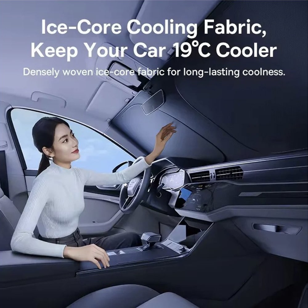 Baseus - Windshield Sun Gotrip Dt1 (c0118200) - Upf2000+, 99.95% Uv Blocking Rate, 80 X 150cm - Black - Image 2
