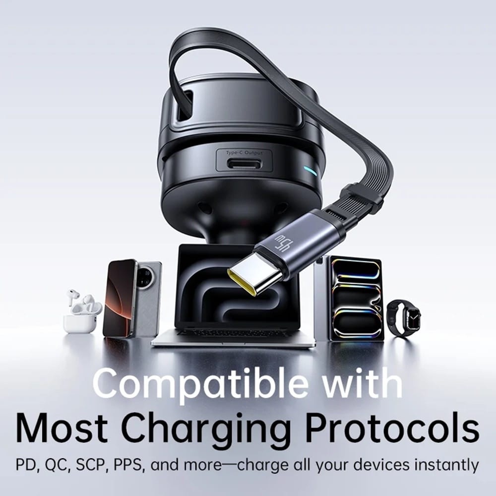 Baseus - Car Charger Primetrip Vr1 (c00069001121-00) - With Retractable Καλώδιο, 2 X Type-C, USB, 60w - Black - Image 8