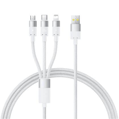 Baseus - Data Καλώδιο Starspeed (p10319900211-00) - Fast Charging, USB To Micro-USB, Type-C, Lightning, 100w, 1.5m - White
