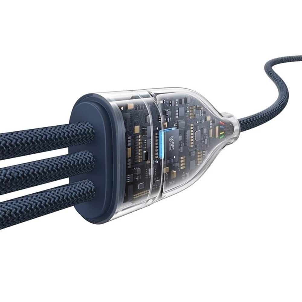 Baseus - Data Καλώδιο Flash Series 3 (p10377503321-00) - Fast Charge, USB-C To 3x Type-C, 3in1, Pd100w, 480mbps, 1.5m - Blue - Image 4