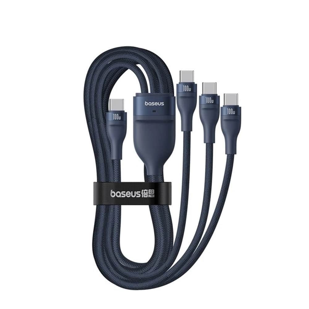 Baseus - Data Καλώδιο Flash Series 3 (p10377503321-00) - Fast Charge, USB-C To 3x Type-C, 3in1, Pd100w, 480mbps, 1.5m - Blue - Image 5