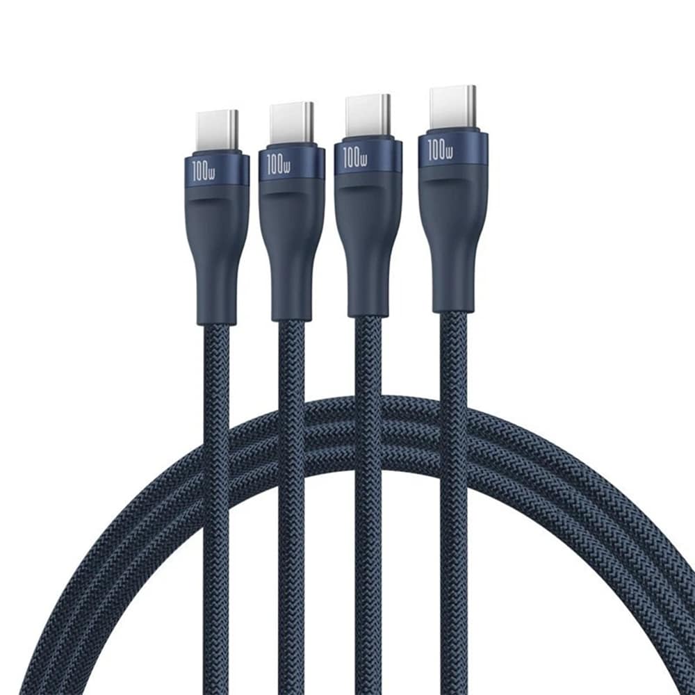 Baseus - Data Καλώδιο Flash Series 3 (p10377503321-00) - Fast Charge, USB-C To 3x Type-C, 3in1, Pd100w, 480mbps, 1.5m - Blue - Image 2